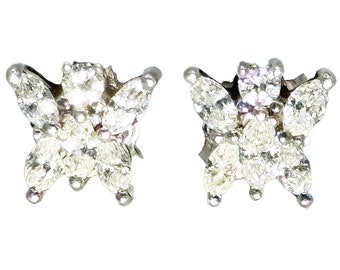 5900 0.80Ct White Gold Marquise Shape Diamond Butterfly Stud Earrings 14Kt