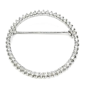 4800 1.76Ct White Gold Diamond Circle Pin Brooch 14Kt