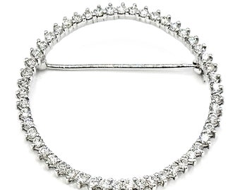 4800 1.76Ct White Gold Diamond Circle Pin Brooch 14Kt