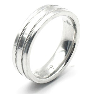 Platinum .950 Milgrain Design Women's 5mm Wedding Band Ring Size 5.5