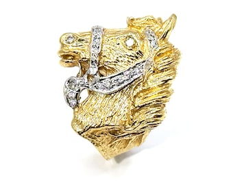 4900 0.50 Ct Yellow Gold Horse Design Men's Fashion Ring 14 Kt