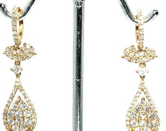 7900 1.81Ct Rose Gold Diamond Fashion Hanging Drop Earrings 18Kt