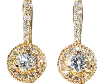 7500 1.37Ct Rose Gold Diamond Women's Fashion Hanging Earrings 14Kt