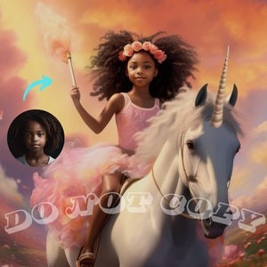 Princess Riding a Unicorn Custom Princess Portrait Personalized Princess Portrait from Photo Toddler Portrait C020