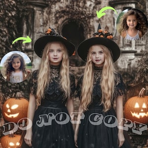 Custom Witch Portrait from Photo Personalized Moody Dark Wall Art Witches Painting Custom Princess Portrait Custom Gift for Kids C417