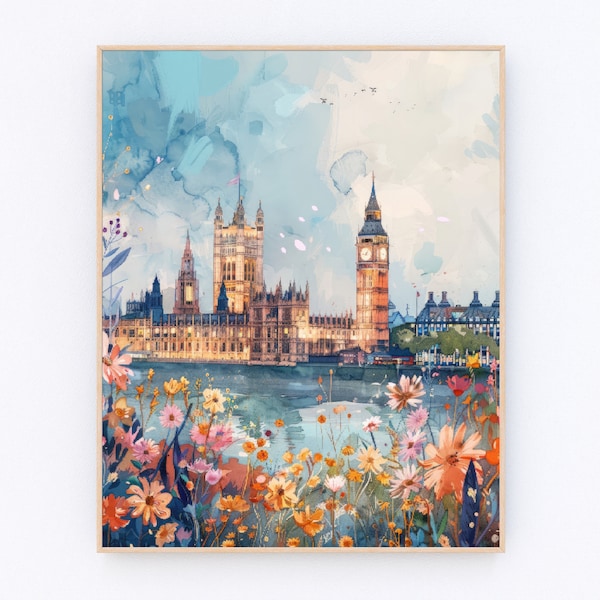 London Painting UK Wall Art London Wall Art England Landscape Poster Europe Poster Travel Gift  P557