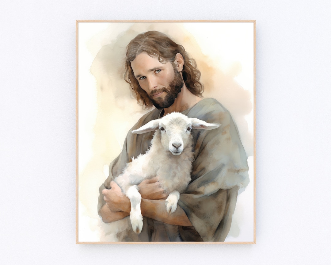 Jesus With Lamb Painting Christian Digital Art Christian Prayer Wall ...