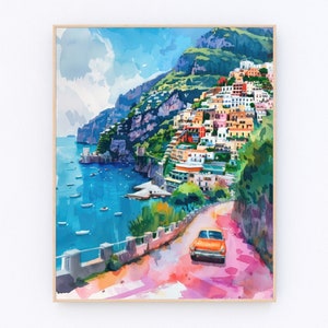 Italy Cinque Terre Painting Amalfi Coast Painting Cinque Terre Wall Art Italy Landscape Poster Europe Poster Travel Gift P539