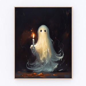 Ghost Holding A Candle Haunting Ghost Vintage Poster Halloween Decor Dark Academia Art Poster Print P111