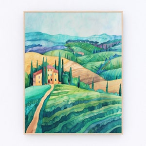 Italy Tuscany Painting Tuscany Wall Art Toscana Landscape Poster Europe Poster Travel Gift P535