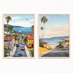 San Diego Painting Print California Beach Landscape Poster USA Travel Poster Travel Gift Two Sets P686