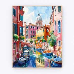 Italia Venezia Pittura ad acquerello Venezia Arte della parete Venezia Paesaggio Poster Europa Poster Viaggio Regalo P522