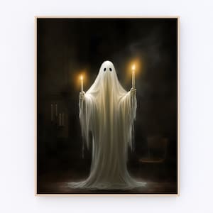 Geist Halten Eine Kerze Spukender Geist Vintage Poster Halloween Dekor Dark Academia Art Poster Print P112
