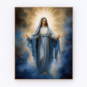 Auspice Maria Art Print: Catholic Monogram, Lilies (digital