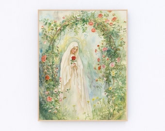 Mary Knows The Way Mother Mary Poster Blessed Virgin Mary Painting Christian Prayer Wall Art Catholic Gifts P465