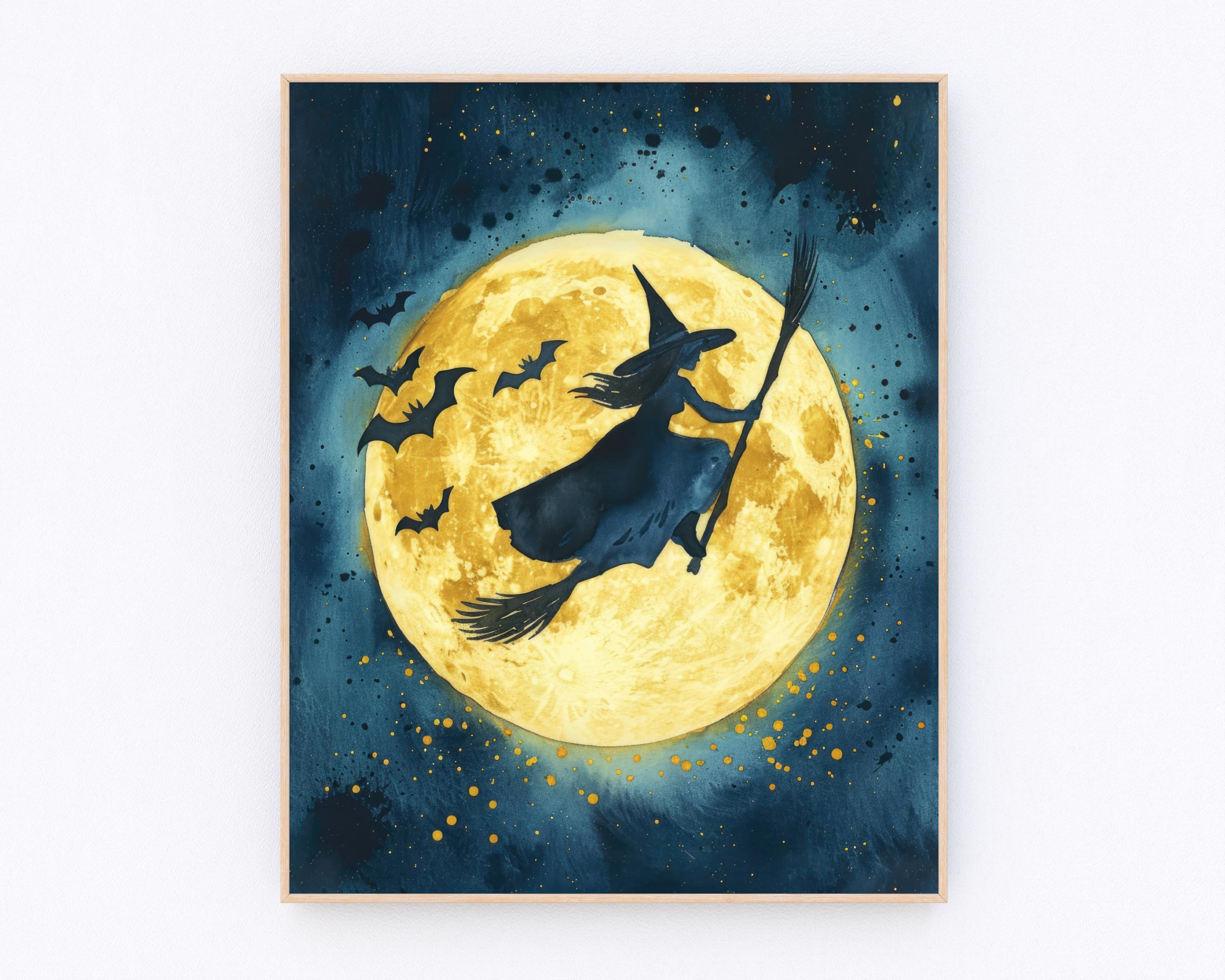 Moon Calling Magic Witchy Ritual Mythical Wall Art Mystical Witch Art Print Vintage Witch Print Neutral Wicca Rustic Print P167