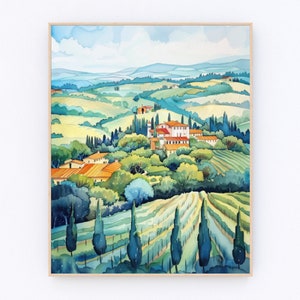 Italy Tuscany Painting Tuscany Wall Art Toscana Landscape Poster Europe Poster Travel Gift P536