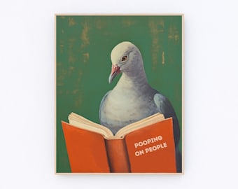Póster retro con estampado de paloma, divertido letrero de baño con humor, impresiones de estilo Y2K, decoración moderna para dormitorio, P302