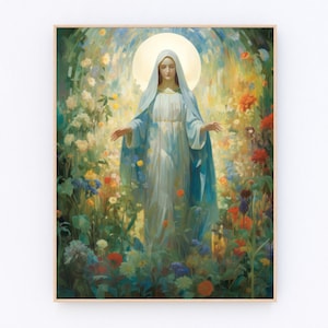María conoce el camino, cartel de la Madre María, pintura de la Santísima Virgen María, arte de pared de oración cristiana, regalos católicos P426