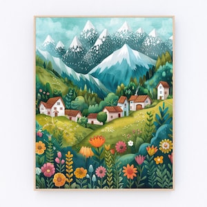 Switzerland Painting Swiss Alps Mountain Print Swiss Landscape Poster Switzerland Poster Travel Gift P532