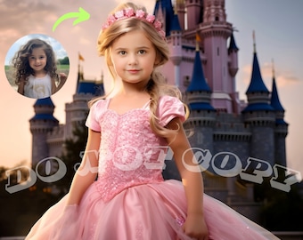 Custom Princess Portrait Personalized Princess Portrait from Photo Royal Portrait Girl&#39;s Portrait C110