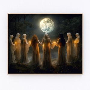 Mond ruft Magie Witchy Ritual Mythisches Wandkunst-Set 2 Hexe Kunstdruck Vintage Hexe Druck Neutral Wicca Rustikales Druckölgemälde P100
