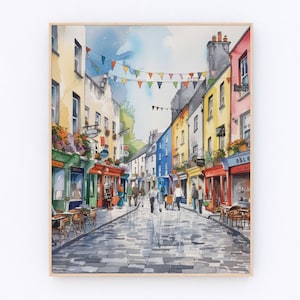 ゴールウェイ絵画 アイルランド 水彩画 キーストリート プリント アイルランド 風景ポスター ヨーロッパ ポスター 旅行ギフト P561