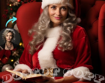 Custom Mrs Santa Claus Portrait Custom Portrait from Photo Santa Painting Christmas Decor C10001