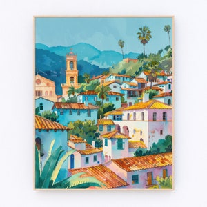 Santa Barbara Painting Santa Barbara Art Print California Landscape Poster USA Travel Poster Travel Gift P537