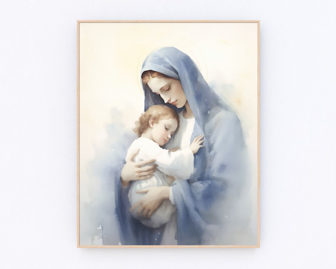 Mary and the Child Jesus Painting Blessed Virgin Mary Print Christian ...
