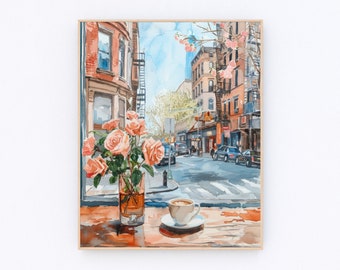 マンハッタン橋プリント ニューヨーク絵画 ブルックリン水彩画 ニューヨーク風景ポスター アメリカ旅行ポスター 新築祝いギフト P622