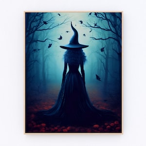Witch Haunted In Forest Vintage Wall Art Witchy Halloween Poster Witchy Wall Art P102