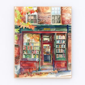 New York BookStore Watercolor Painting Bookshop Art Print Book Art BookStore Poster Reading Print New York Poster USA Travel Poster P611