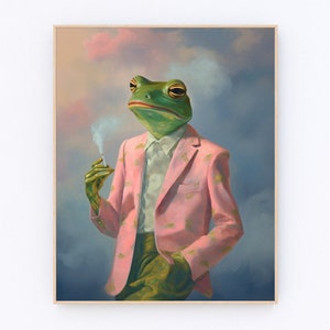 Retro Zigarren Frosch Malerei Lustiges Frosch Poster Poster Smoking Frog Art Print Trendy Wohnheim Dekor P061
