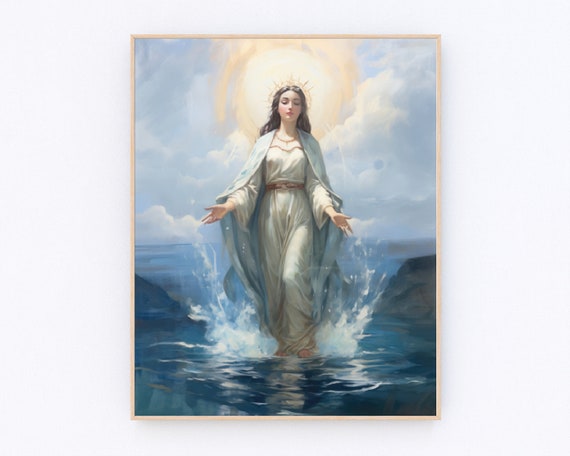 聖母マリアのポスター ステラマリス プリント 海の星 聖母マリアの絵画