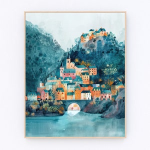 Harpers Ferry Aquarell Malerei Harpers Ferry Wand Kunst Kunstbild Landschaft Portrait USA Poster Reise Geschenk P592