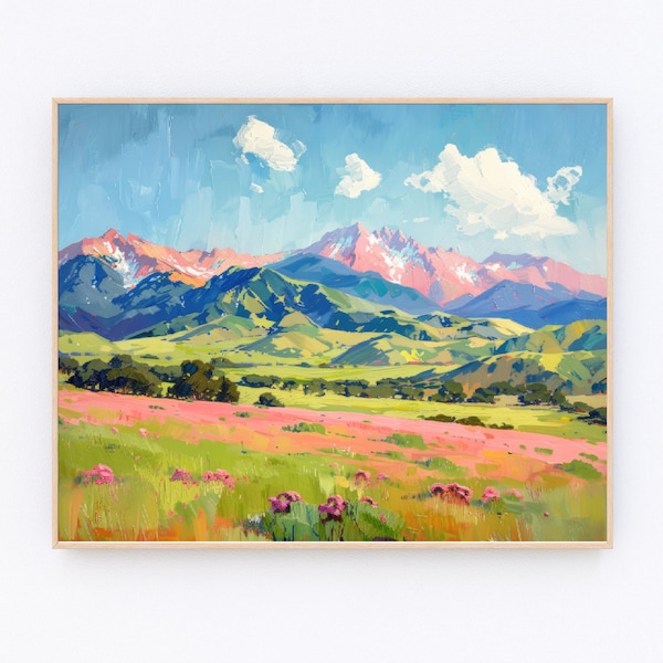 California Mountain Landscape San Gabriel Mountain Oil Painting Forest Painting Floral Artwork Colorful Landscape Print P609