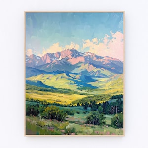 California Mountain Landscape San Gabriel Mountain Oil Painting Forest Painting  Colorful Landscape Print Floral Artwork P590