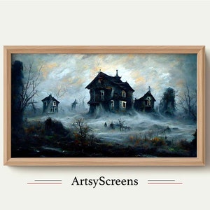サムスンフレームテレビアート、お化け屋敷の絵画、ハロウィーンアート