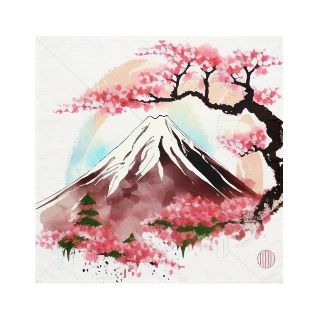 Mount Fuji Cherry Blossom Japan Napkins Etsy