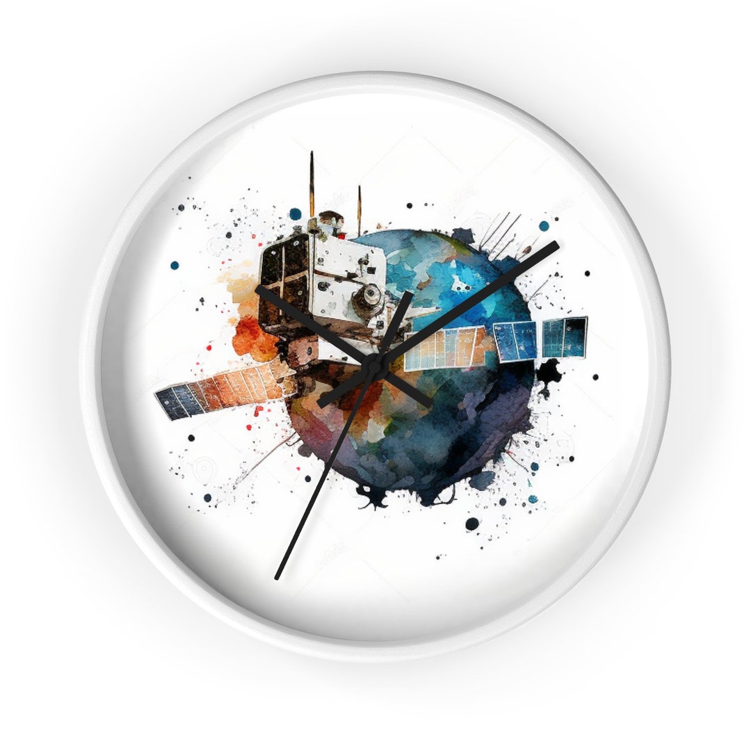 Satellite Orbital Wall Clock Earthinspired Timepiece Etsy