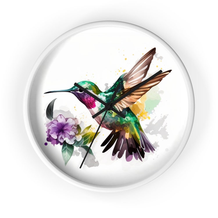 Orologio da parete floreale colibrì - Orologio delicato e affascinante
