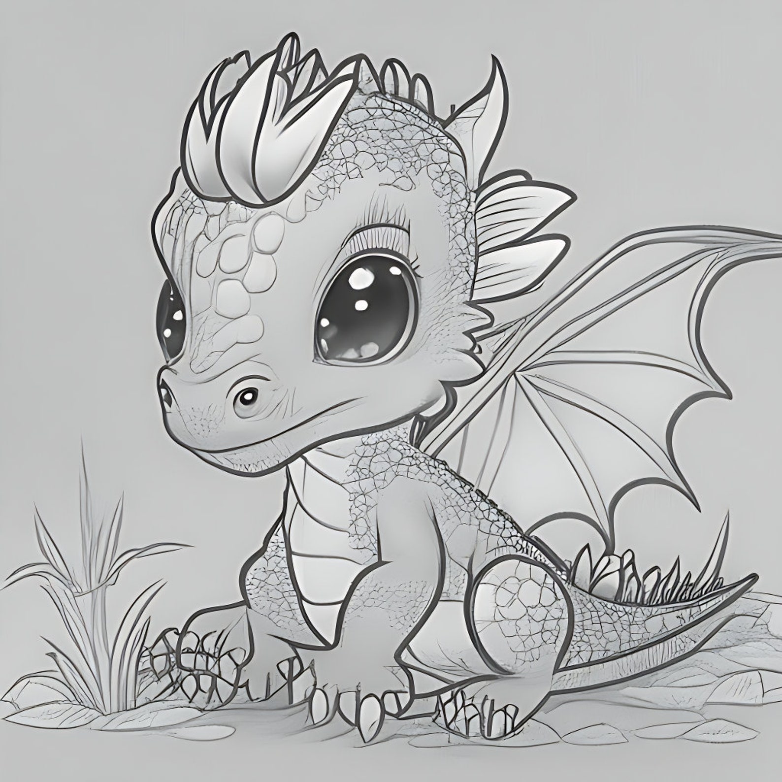 BABY Dragon Coloring Sheets Etsy
