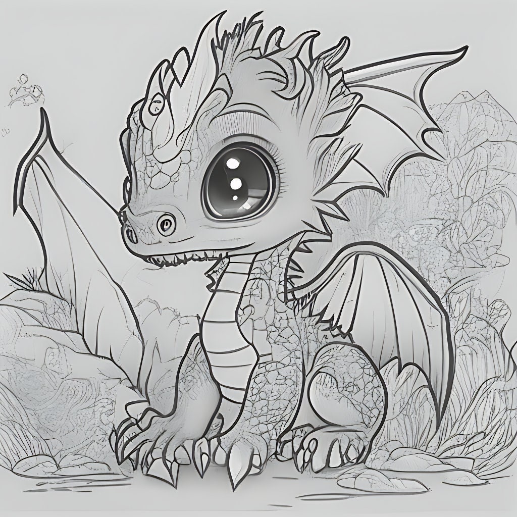 BABY Dragon Coloring Sheets Etsy