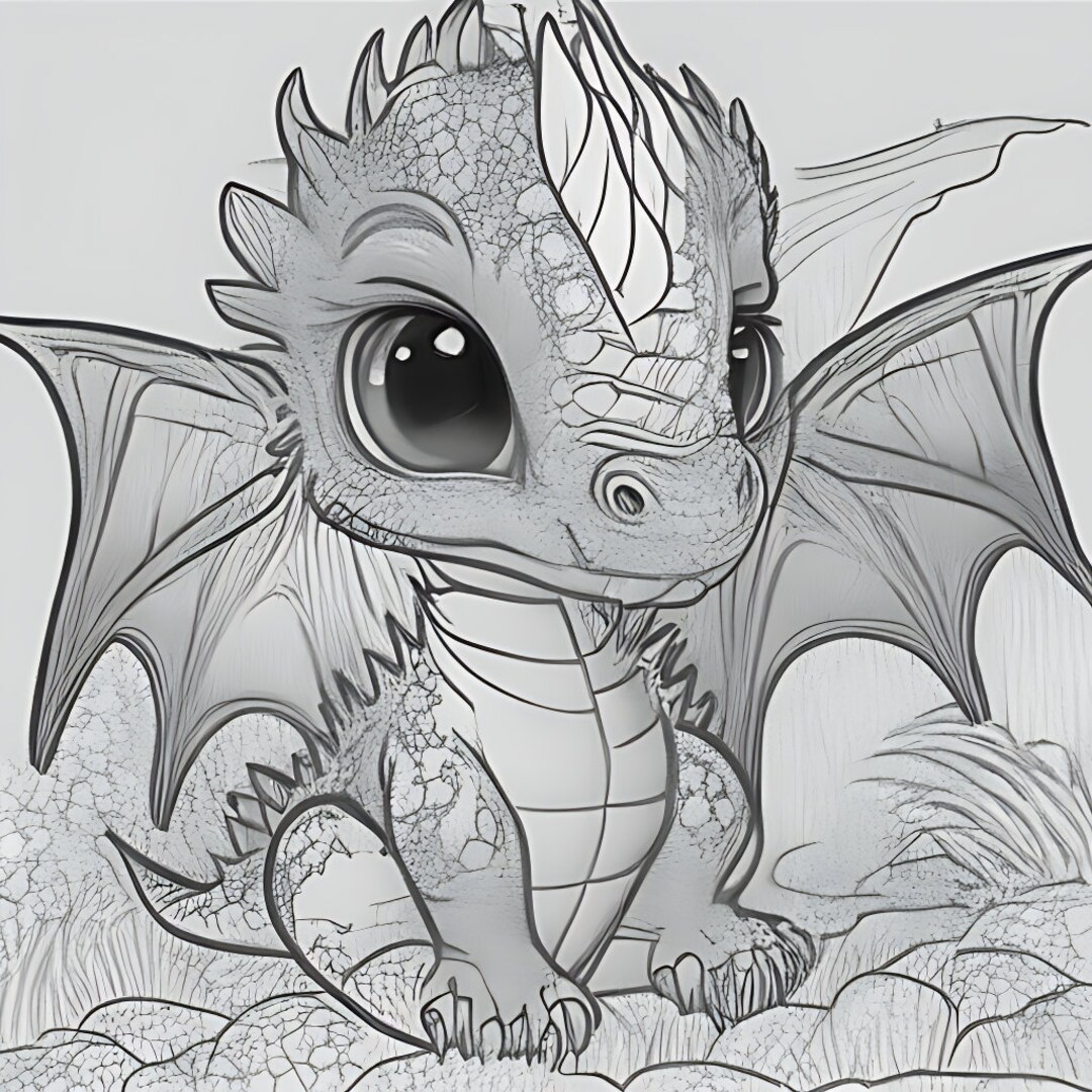 BABY Dragon Coloring Sheets Etsy