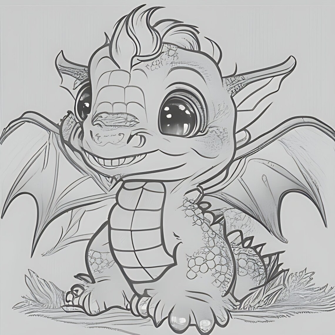 BABY Dragon Coloring Sheets Etsy