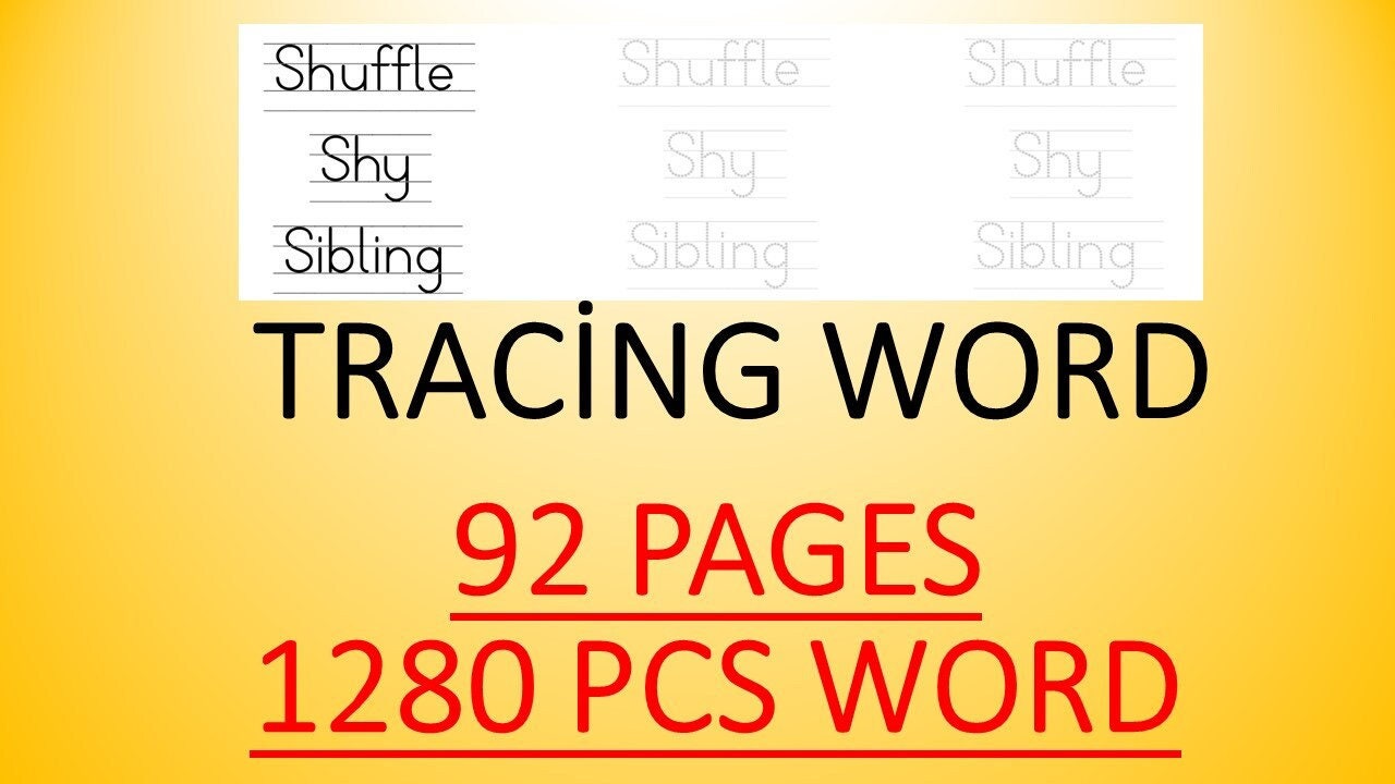 Trace the Words Printable Worksheet 1280 Words 92 Pages Etsy Trace the Words Printable Worksheet 1280 Words 92 Pages Etsy