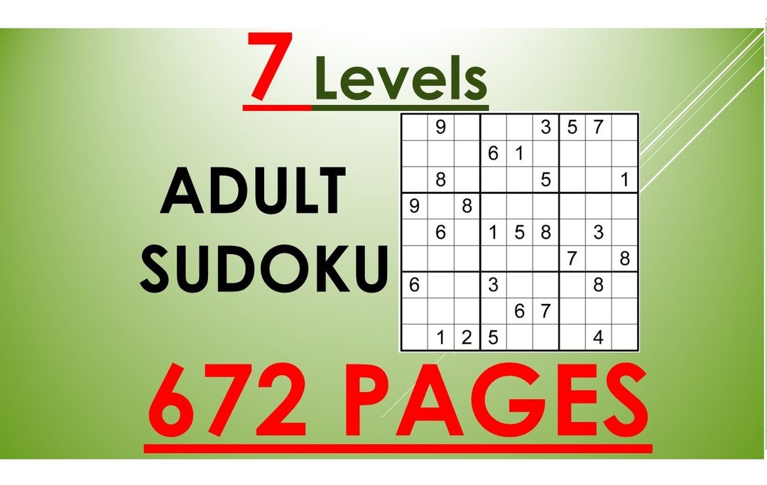 Adult Sudoku Puzzles Printable Puzzles Digital Consisting of 7 Levels ...