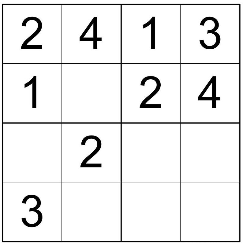 SUDOKU 4x4 Printable Worksheets for Kids, Kindergarten Preschool ...