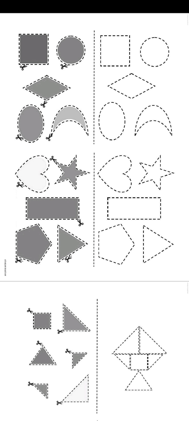 Cut And Paste Worksheets For Kids Printable Preschool Etsy